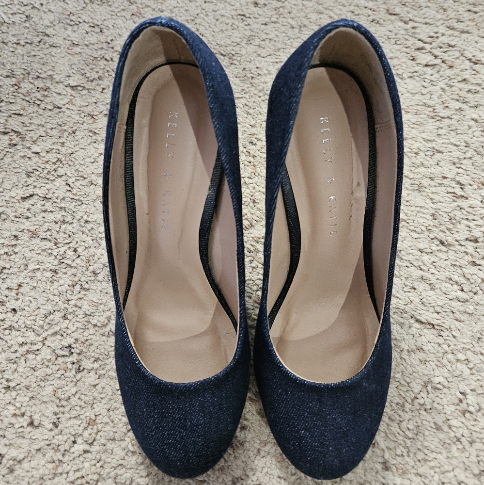 Kelly and Katie dark blue denim high heel shoes, 7.
